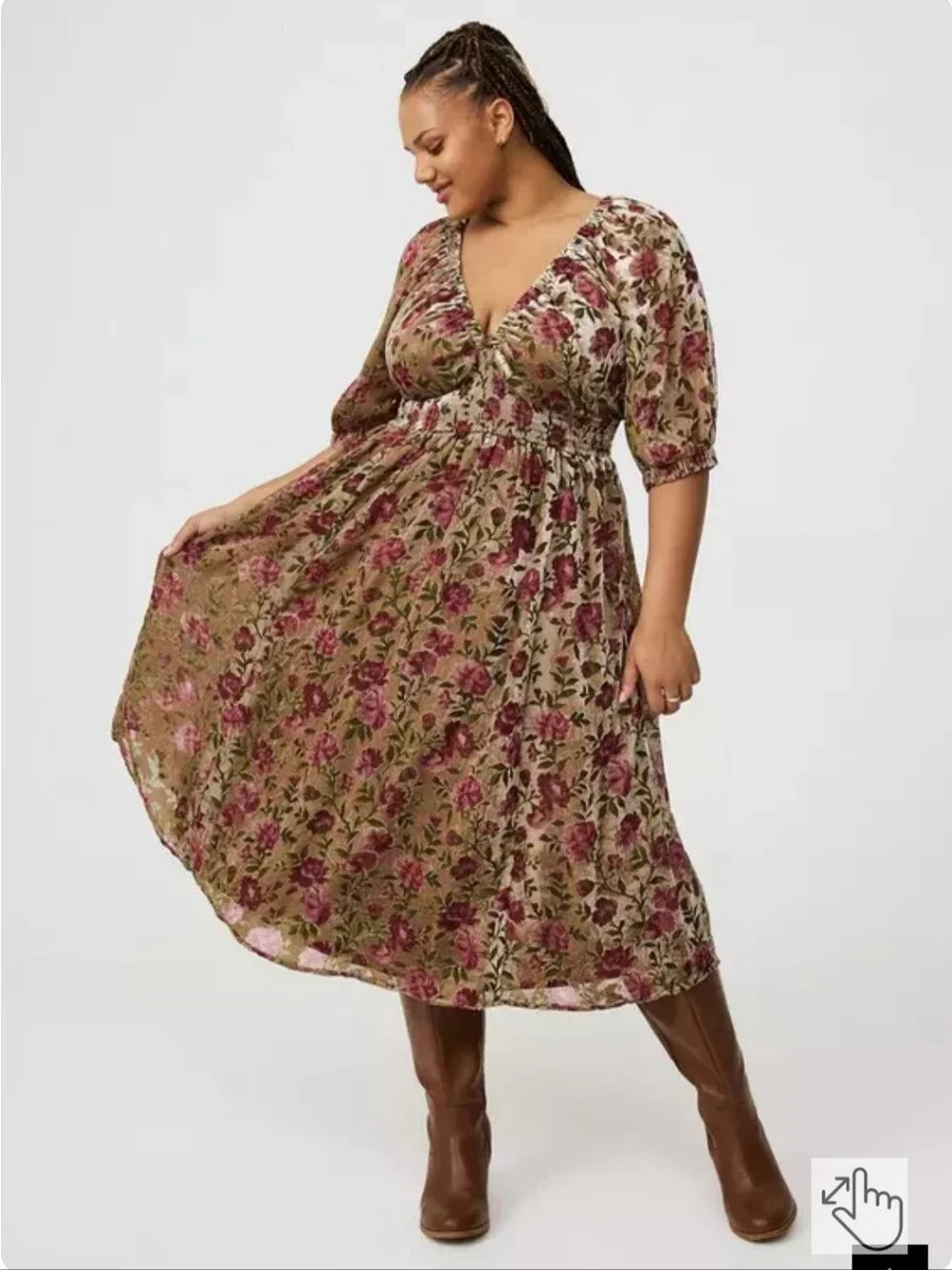 torrid Burnout Velour Tea Length Dress - Picture 2 of 3